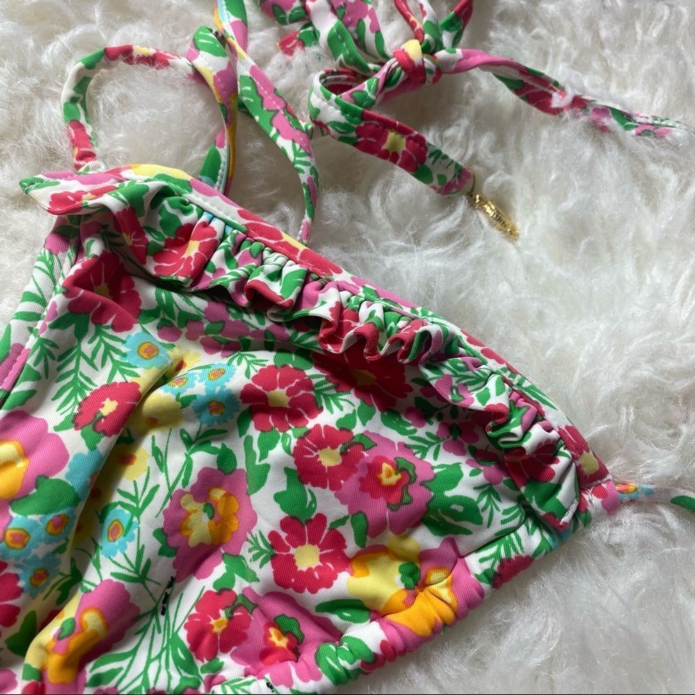 Lilly Pulitzer Ants on Parade floral colorful pink green string bikini XS - Picture 3 of 7